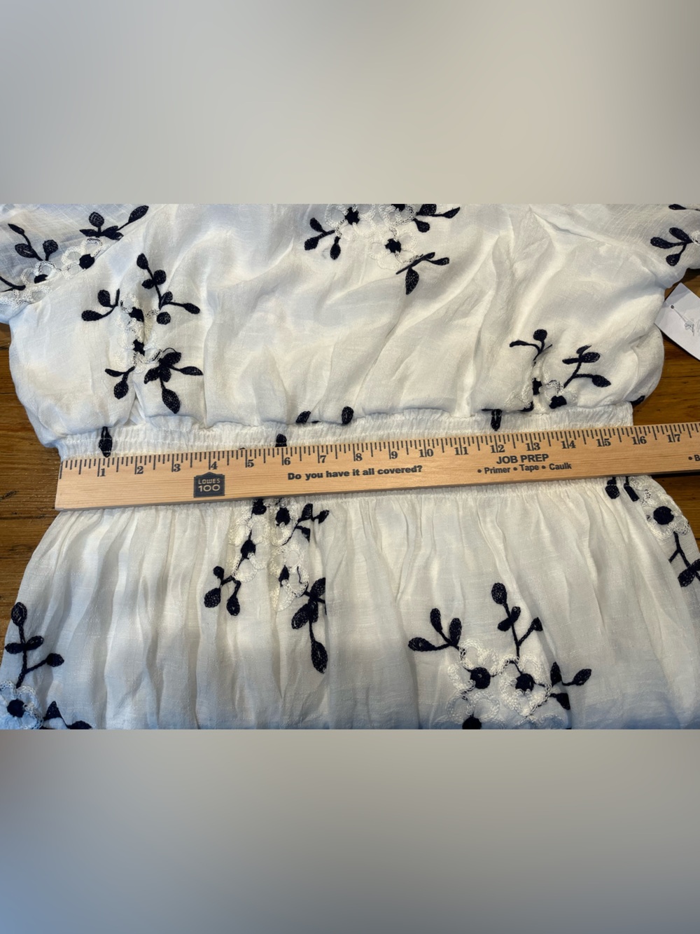 Kindred Maxi Dress Navy Floral Embroidery Puff Sleeves Ruffle Skirt NWT - Picture 7 of 8